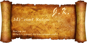 József Kolos névjegykártya